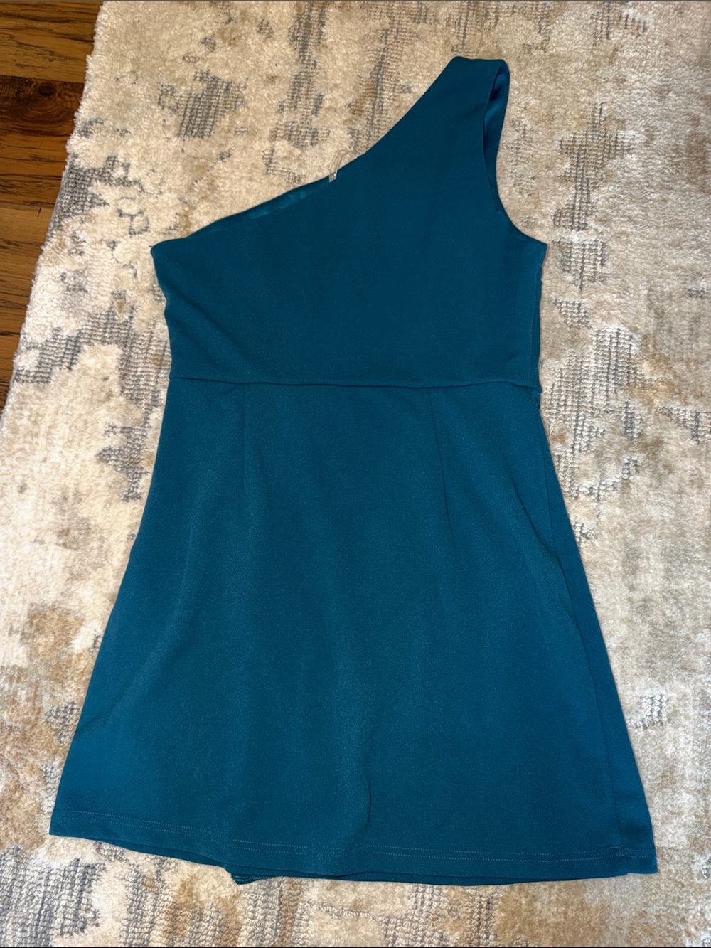 She + Sky One-Shoulder Teal Cocktail Dress - Picture 4 of 5